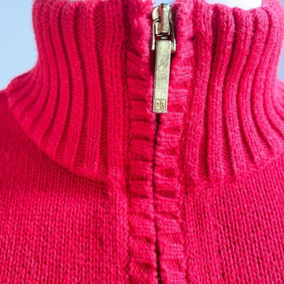 Lauren Ralph Lauren Petite Red Cotton Mock  Neck Crest Detail Pullover S - Picture 6 of 8